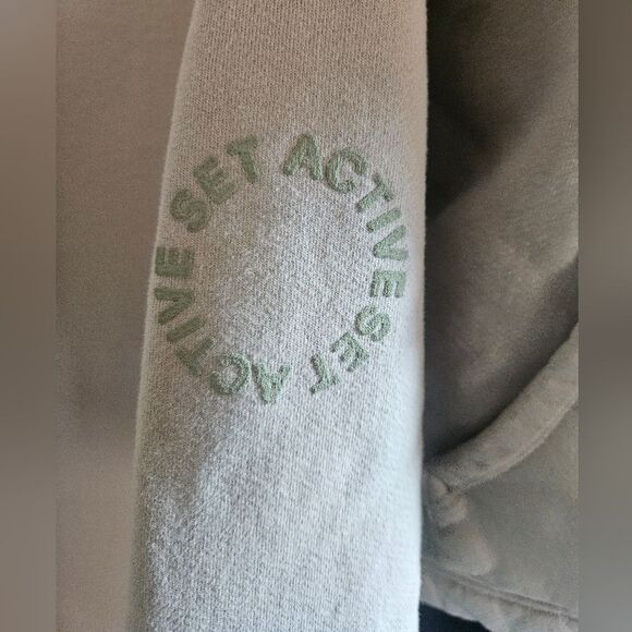 Set Active Half Zip Women's Light Green Cropped Sweatshirt Size S - Picture 6 of 8